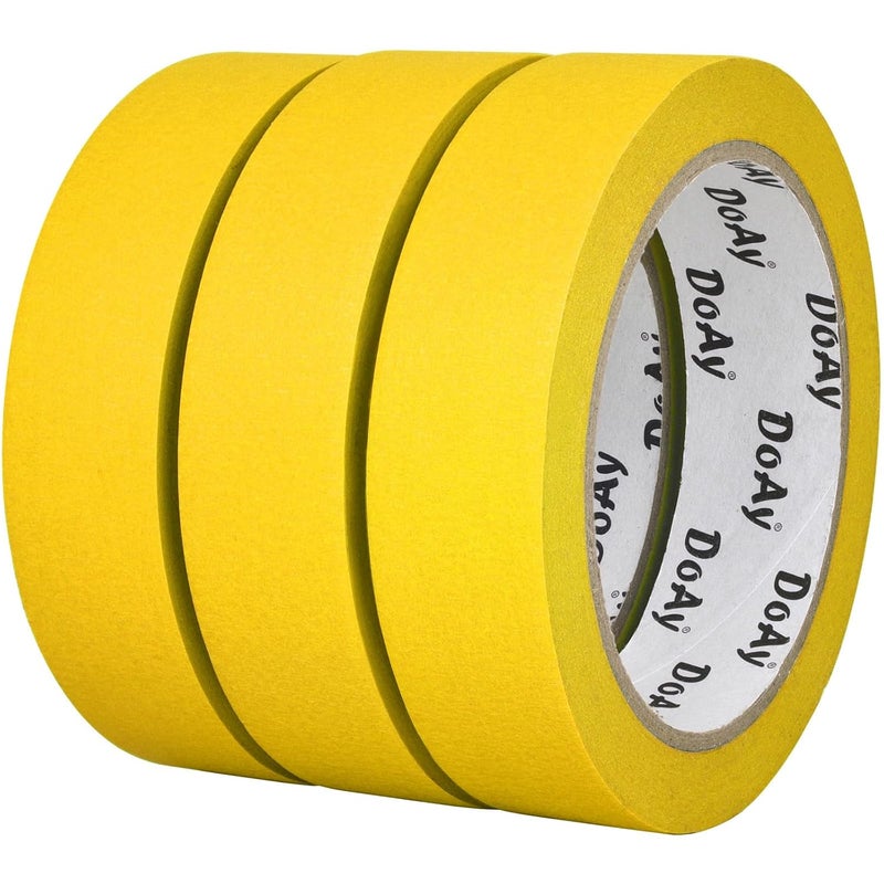 DOAY 3 Pack Yellow Painters Tape - Masking Tape 1 Inch Wide - Multi-Surface, Smart Adhesion, Indoor & Outdoor - 270FT Total - Paint Tape for DIY, Labeling, Art, Car, General Purpose (#3910) - Image 1